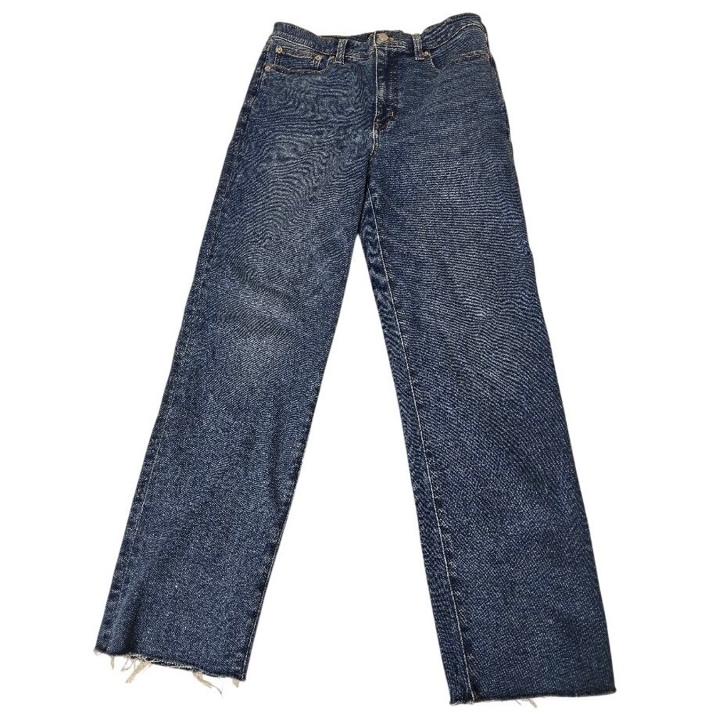 J Crew Stovepipe Jeans Mens Dark Wash Straight Leg Raw‎ Size 29 SEE PICS Hemmed